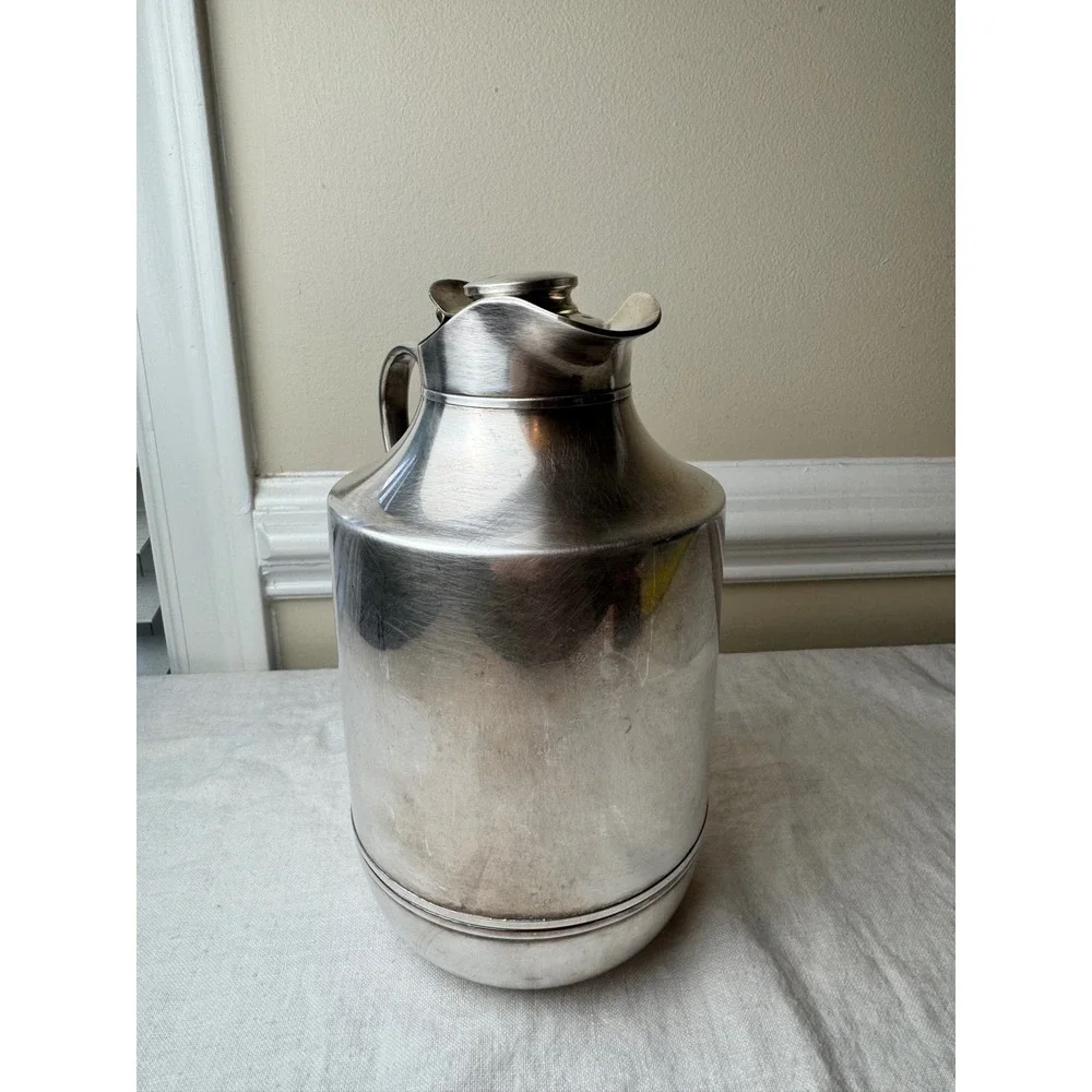 Vintage Mid Century Modern Italian Silver Plated Insulated Barware Pitcher MCM